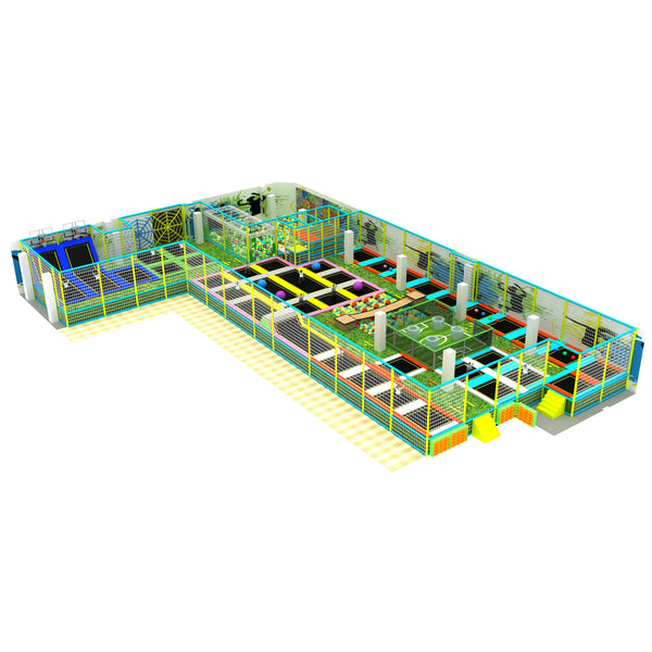 500m² family interactive game big trampoline park with low investment and high return